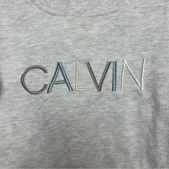 Calvin Klein Grey Quilted Crewneck Sweatshirt Logo 18 Months - Picture 2 of 10